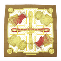 6822 - Hermes 100% Silk Scarf - Brown/Gold