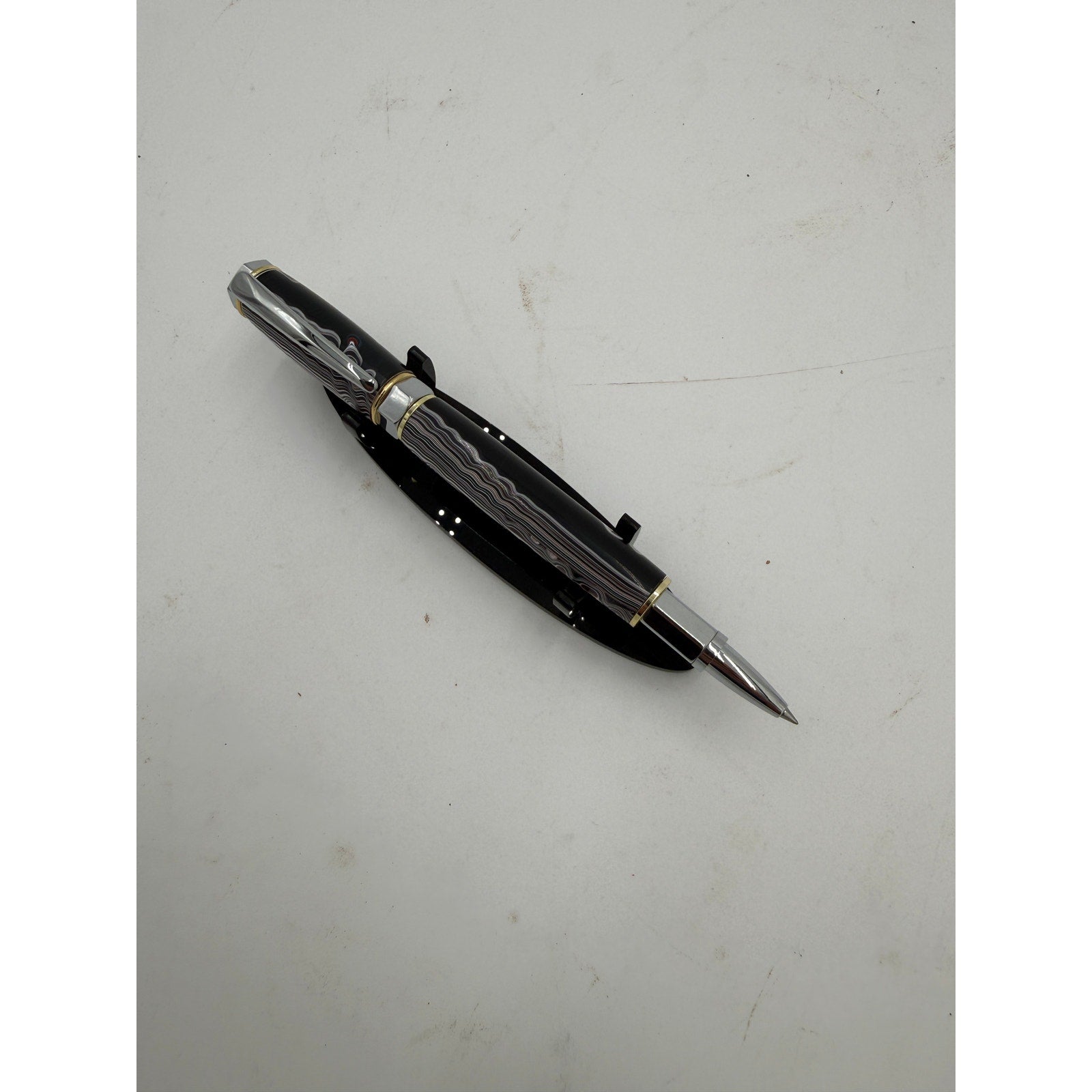Hand Turned Fordite Rollerball Pen Gift Set, executive gift, hand crafted, rare fordite barrel, smooth writing, upgradeable refill