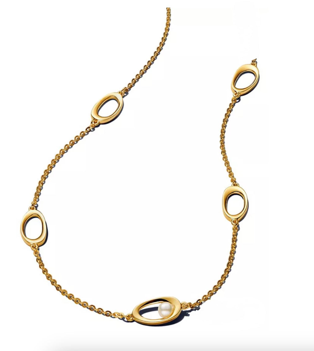 Pandora Organically Shaped Oval Treated Freshwater Cultured Pearl Necklace - New