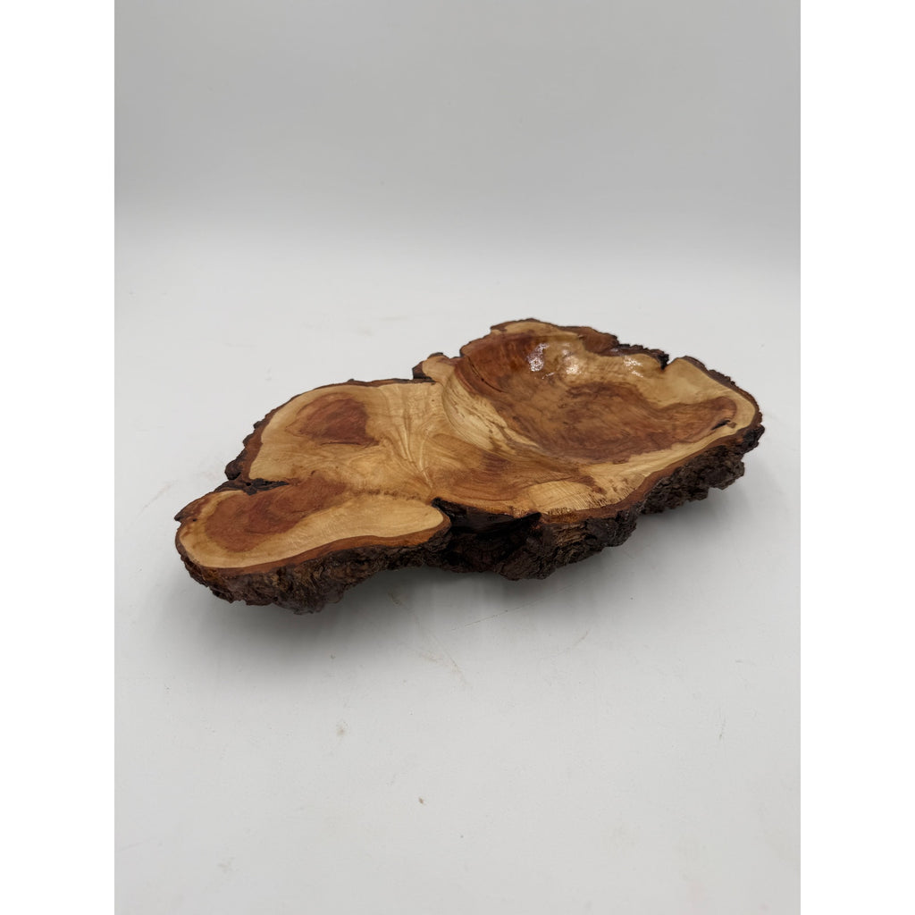 Maple Burl Live Edge Hand Turned Wood Bowl, decorative centerpiece, 11"x7"x2", artisan crafted, natural bark edge