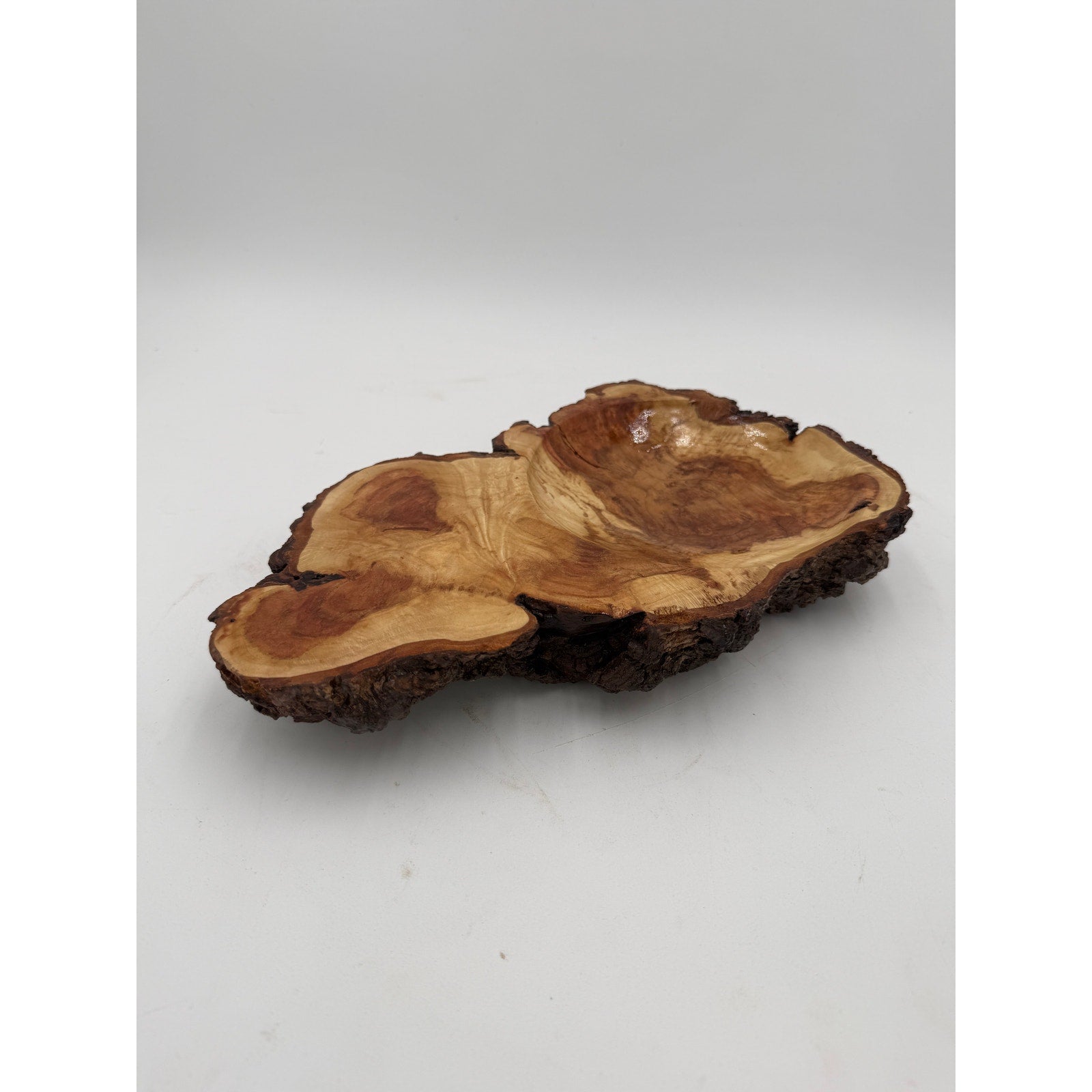 Maple Burl Live Edge Hand Turned Wood Bowl, decorative centerpiece, 11"x7"x2", artisan crafted, natural bark edge