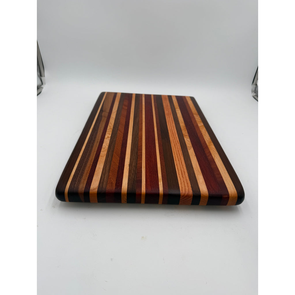Handcrafted Edge Grain Cutting Board, 17.5 x 12 x 1 Inch, Laminated Domestic and Exotic Hardwoods