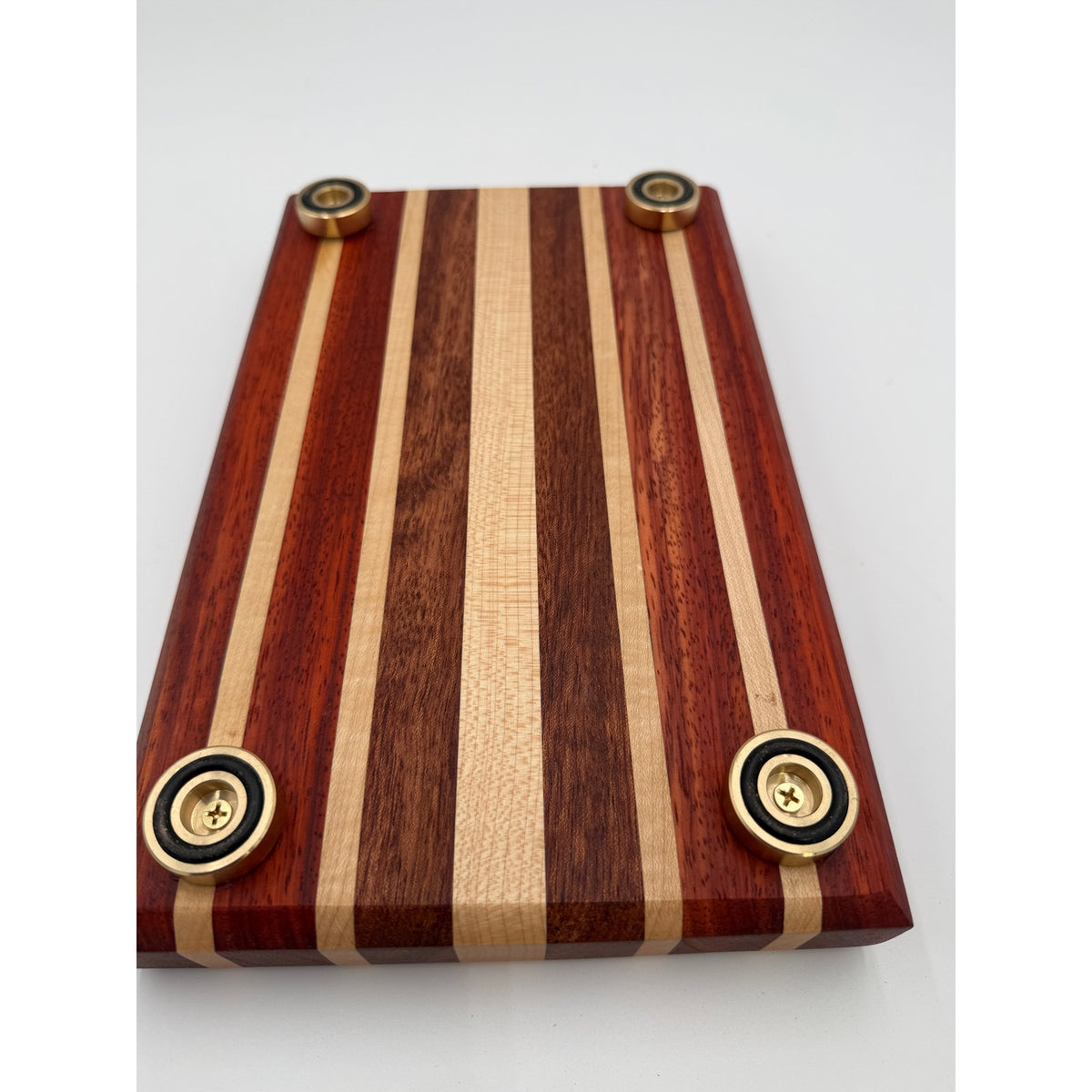 Handcrafted Edge Grain Cutting Board, Padauk Walnut Maple, 11.75 x 7.5 x 1.5 Inches, SKU 1481