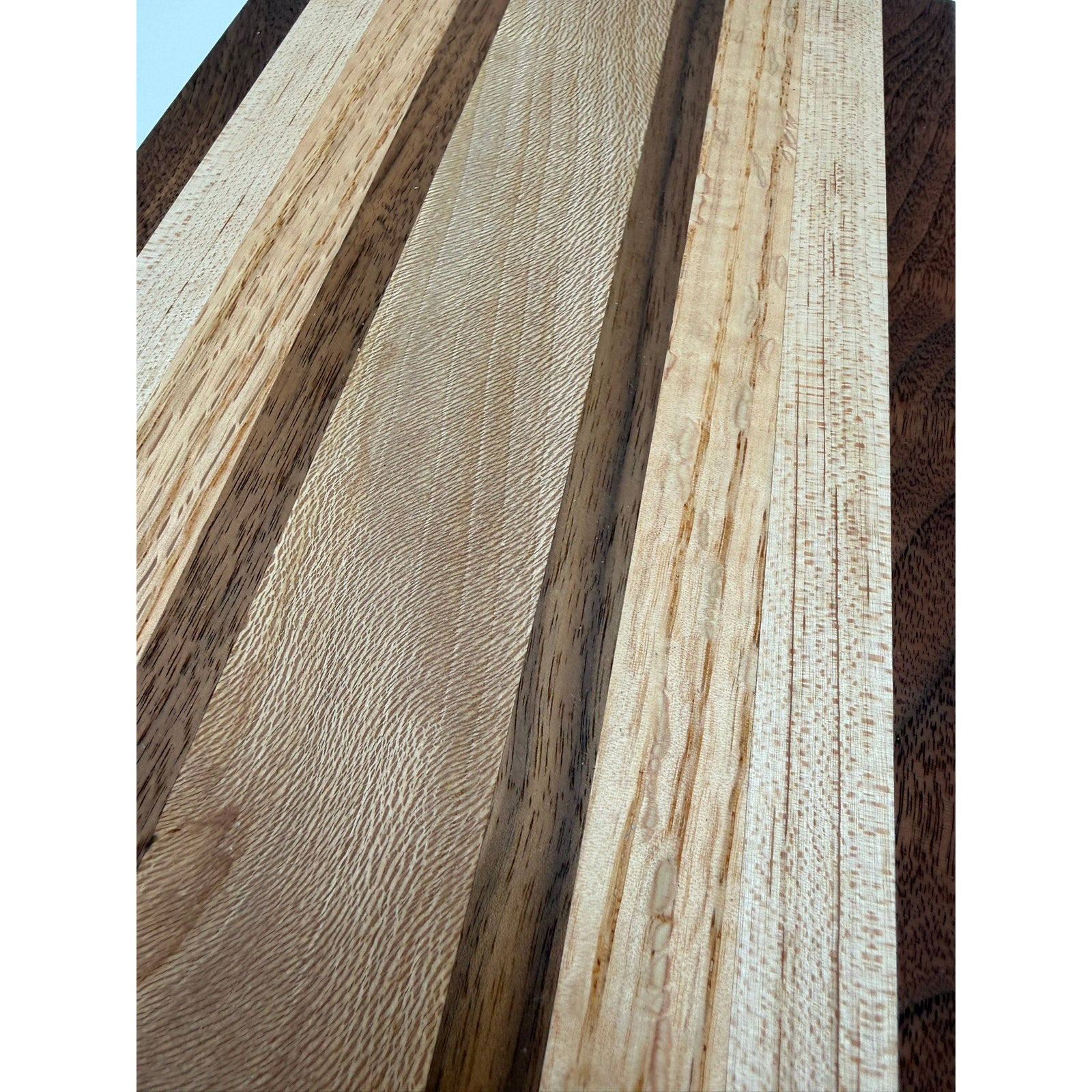 Compact Handmade Wood Cutting Board for Chefs, 11.75 x 7.5 x 1.5, edge grain, assorted hardwood mix, board oil conditioned