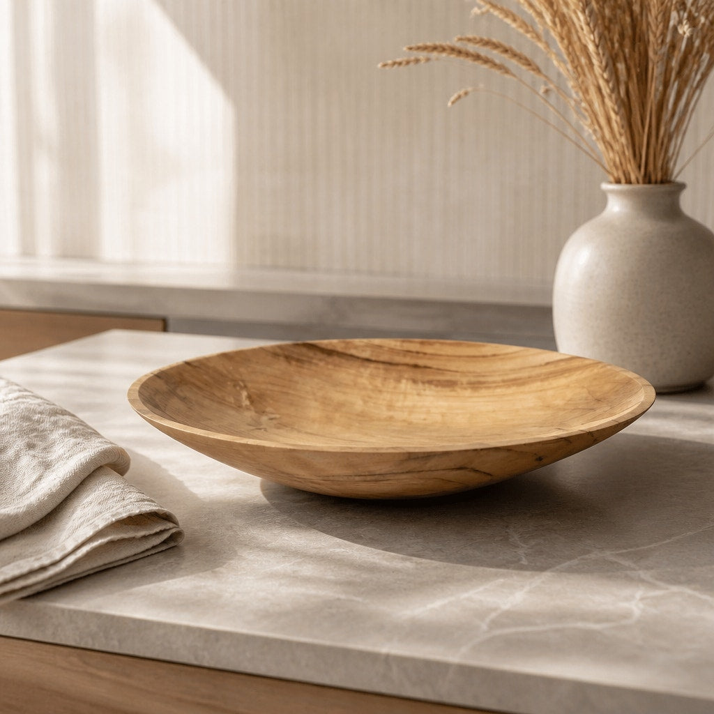 Cottonwood Burl Hand Turned Serving Bowl, 11.25 x 2 in, artisanal wood decor, functional centerpiece, durable finish