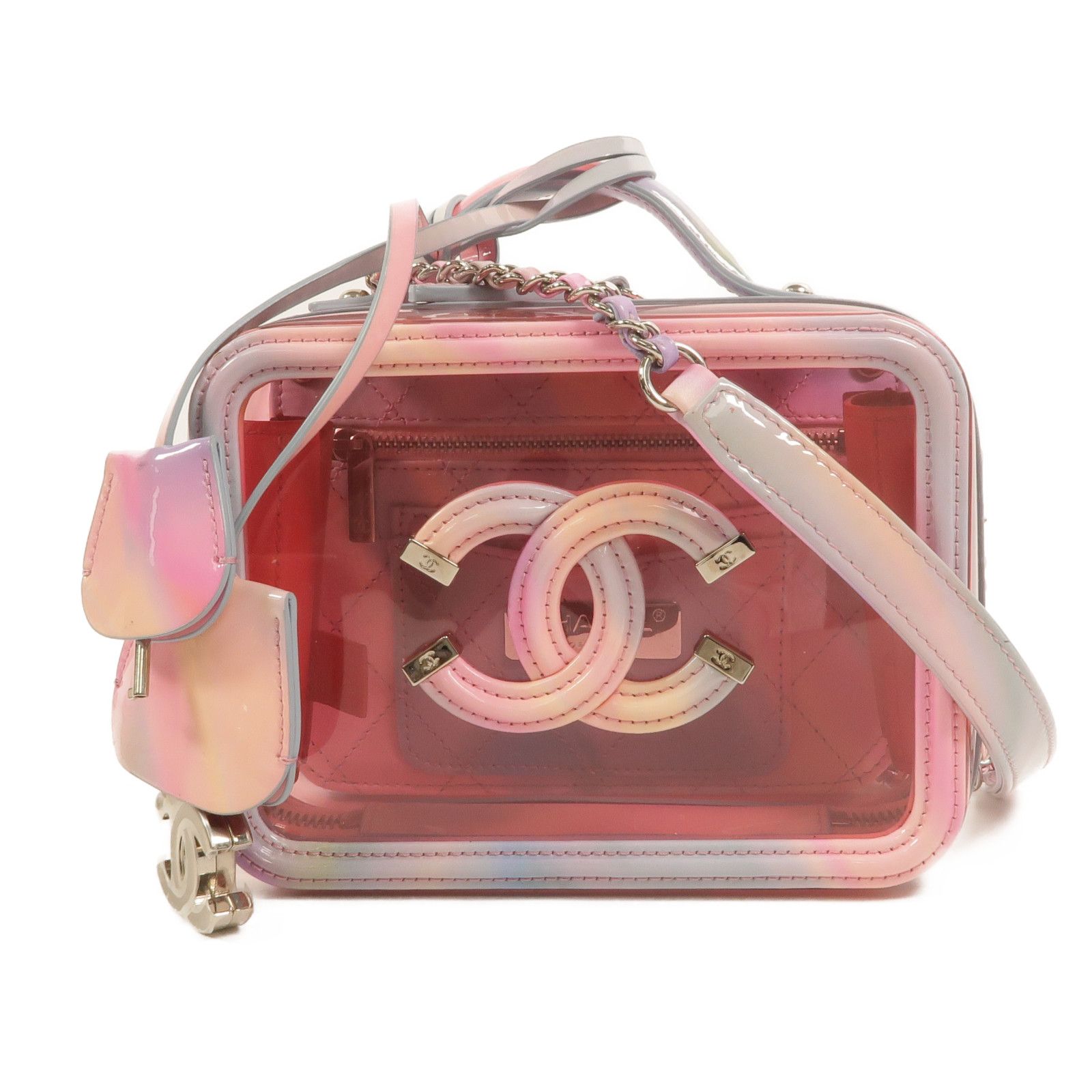 6938 - Chanel Pvc Patent Lambskin Small CC Vanity Case Pink