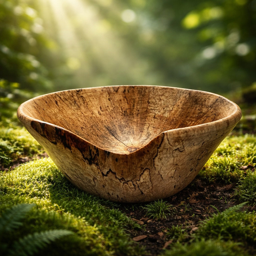 Rustic Modern Spalted Maple Wood Bowl, hand turned, 6.25 x 3.25 dimensions, food safe, decorative and practical