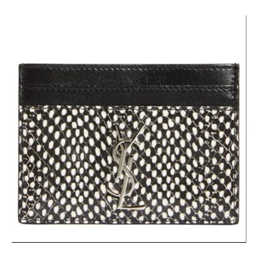 Saint Laurent Cassandre python embossed leather card case NWT