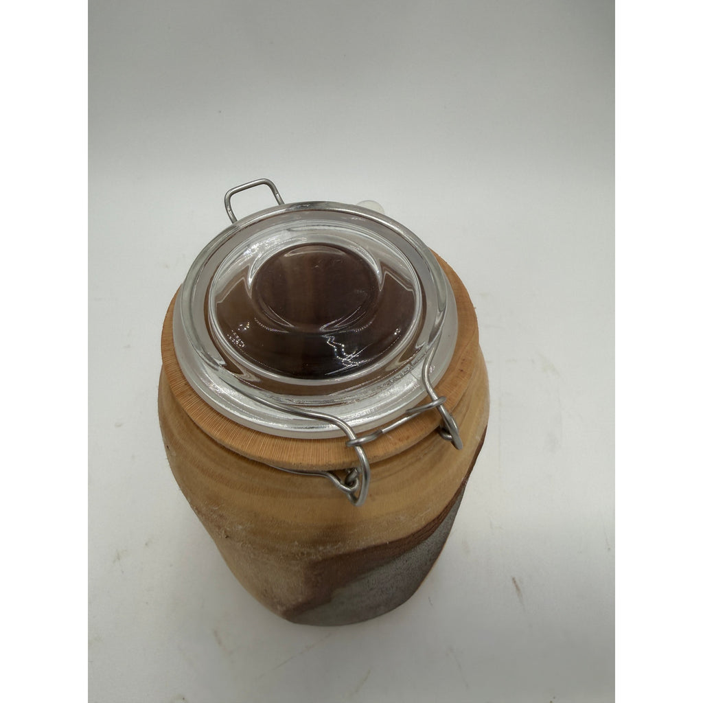 Sycamore Log Turned Jar with Glass Lid, 5x9 Tall, No Latch, Decorative Storage, SKU 1418
