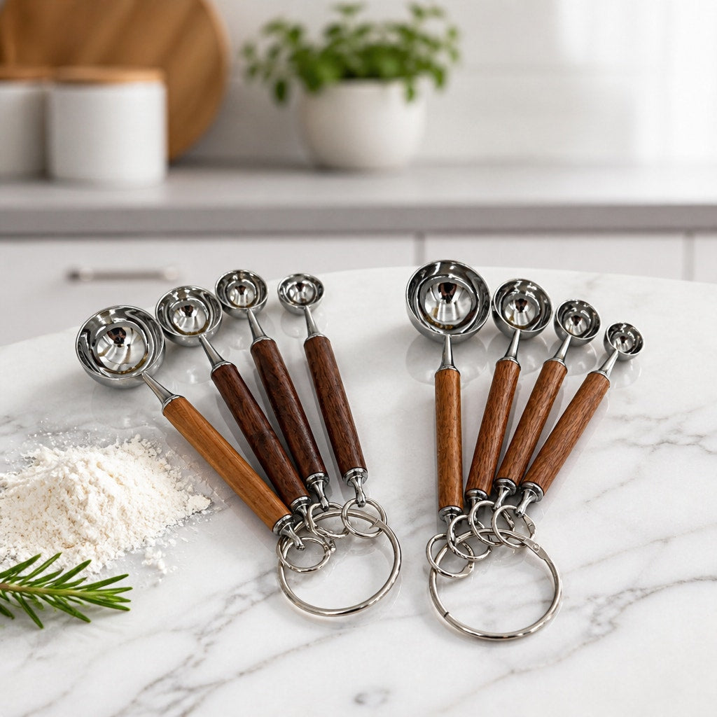 Handcrafted Wooden Measuring Spoons, Set of 4, Lacewood Handles, Tbsp to 1/4 Tsp, SKU 1423