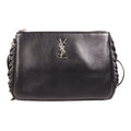6940 - Saint Laurent Side Fringe Clutch With Strap Black