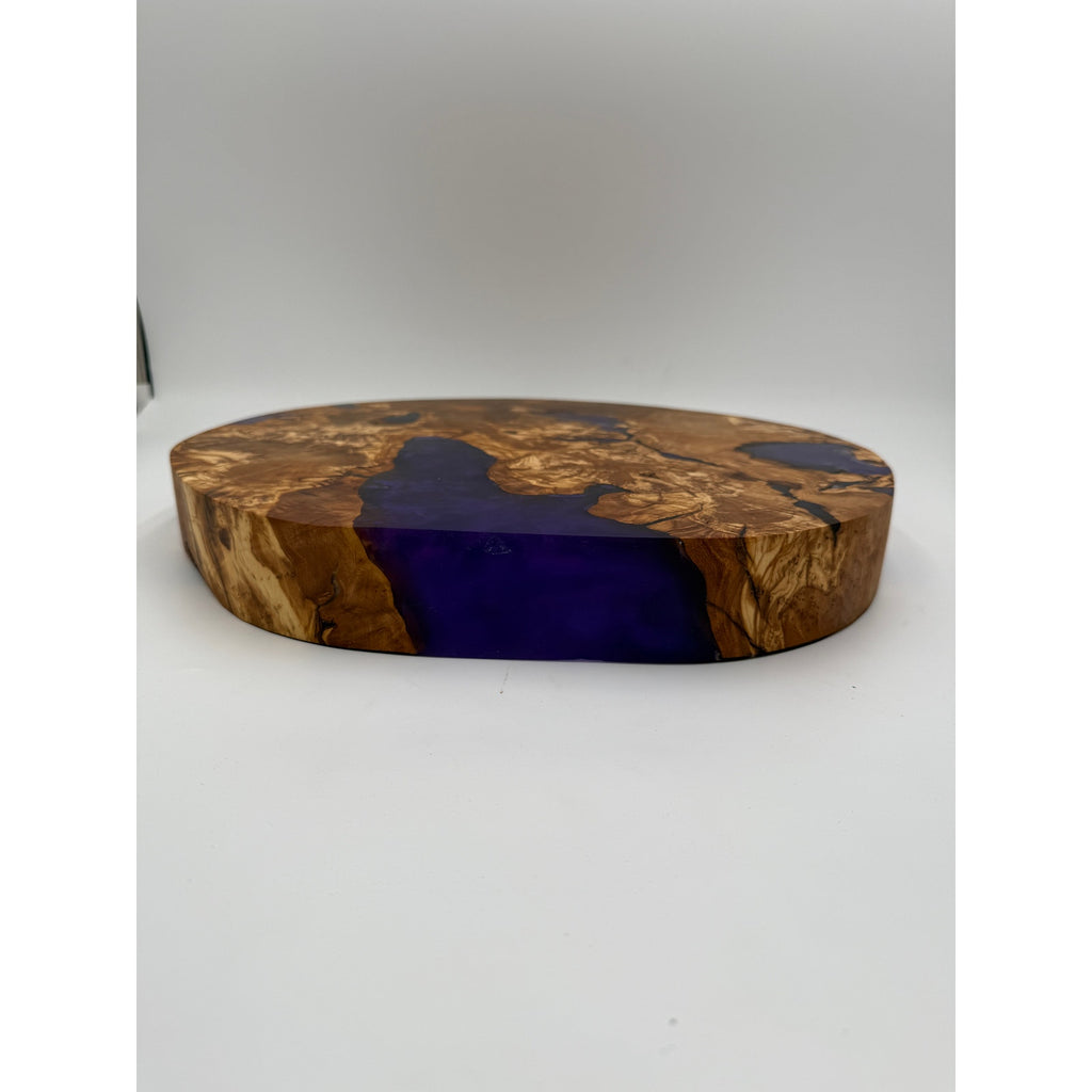 Olivewood Purple Epoxy Charcuterie Board, 15.5 x 2 Inch, Handcrafted, One of a Kind, SKU 1556