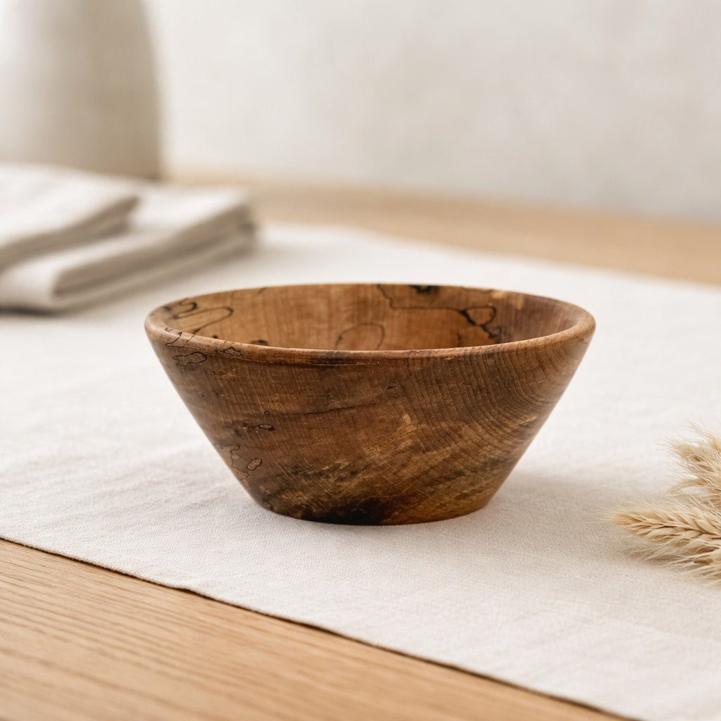Hand Turned Spalted Maple Wood Bowl 5.25 x 2, food safe finish, decorative small serving dish, handmade home decor