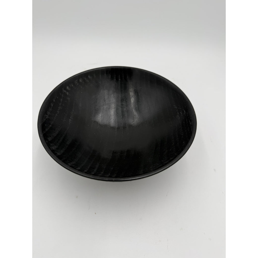 Hand Turned Black Oak Wood Bowl 9.75 x 3.25, food safe finish, handmade, decorative serving, salad or fruit