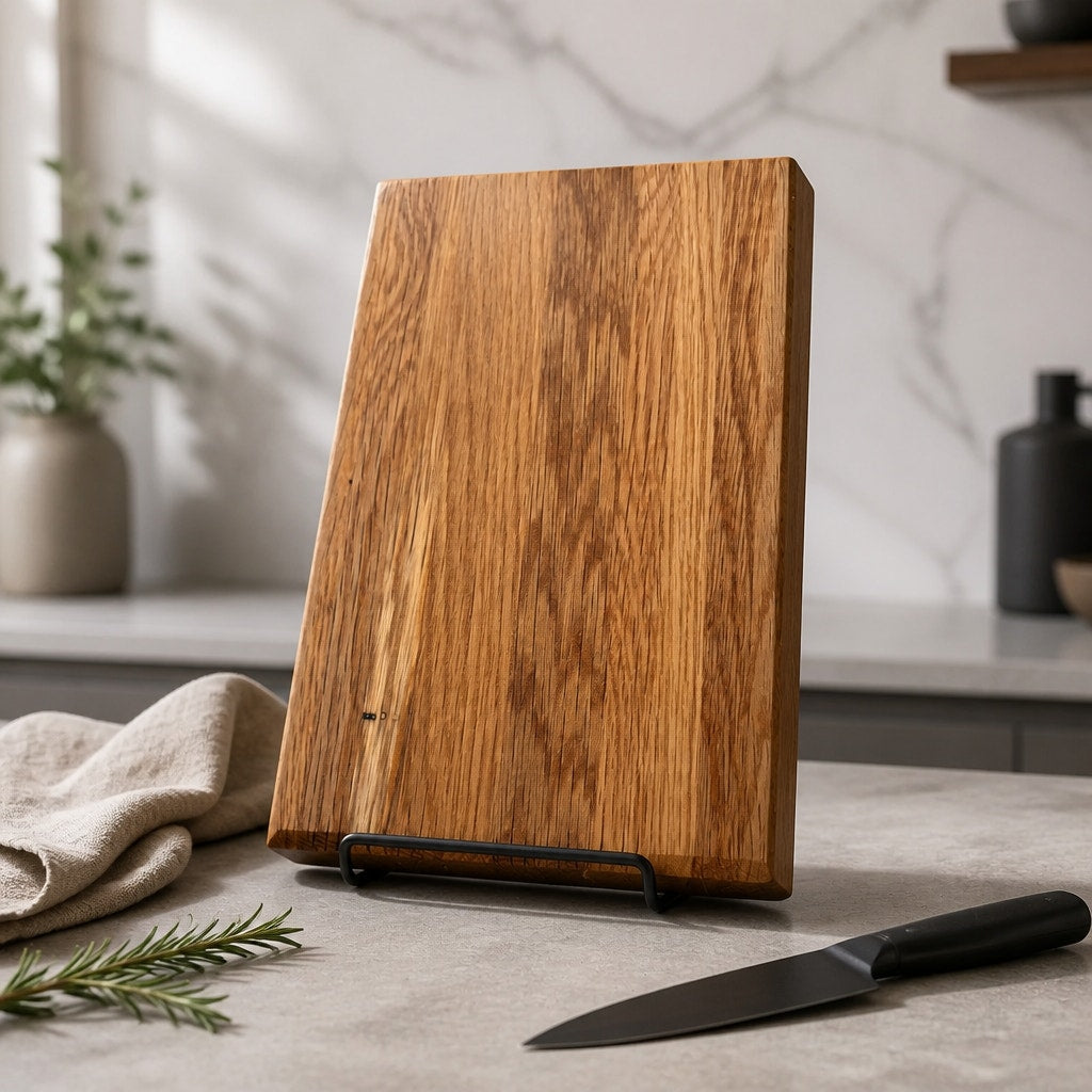 Reclaimed Oak Cutting Board from Iowa School, hand crafted, 11 x 6.5 x 2, food safe finish, rustic kitchen gift