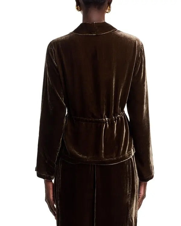 Eileen Fisher High Collar Velvet Jacket Wren - Size XS - NWT