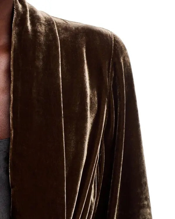 Eileen Fisher High Collar Velvet Jacket Wren - Size XS - NWT
