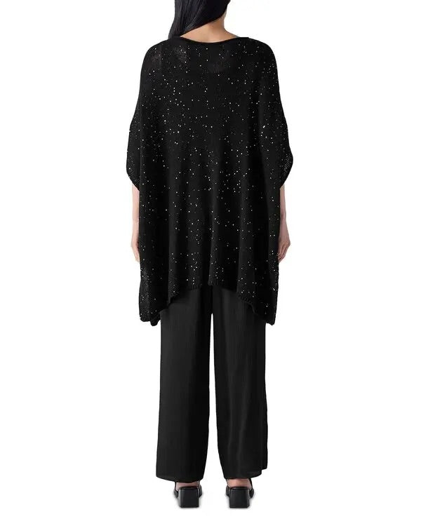 New Eileen Fisher Jewel Neck Poncho - Women's Designer Knit Poncho Sweater - Small