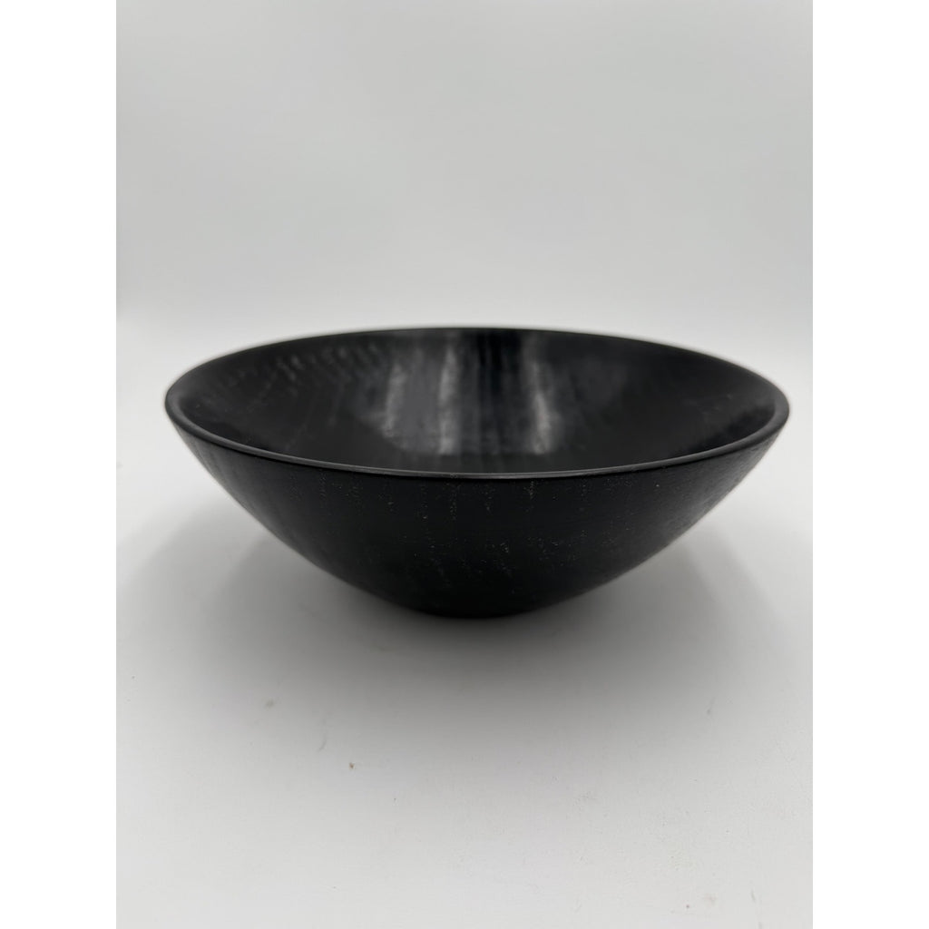Hand Turned Black Oak Wood Bowl 9.75 x 3.25, food safe finish, handmade, decorative serving, salad or fruit