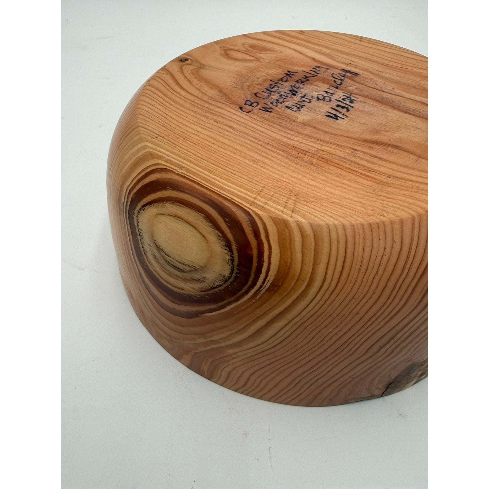 Hand Turned Rustic Fir Wood Bowl 9x3.5 inches, handmade, food safe, decorative, functional, salad serving, farmhouse