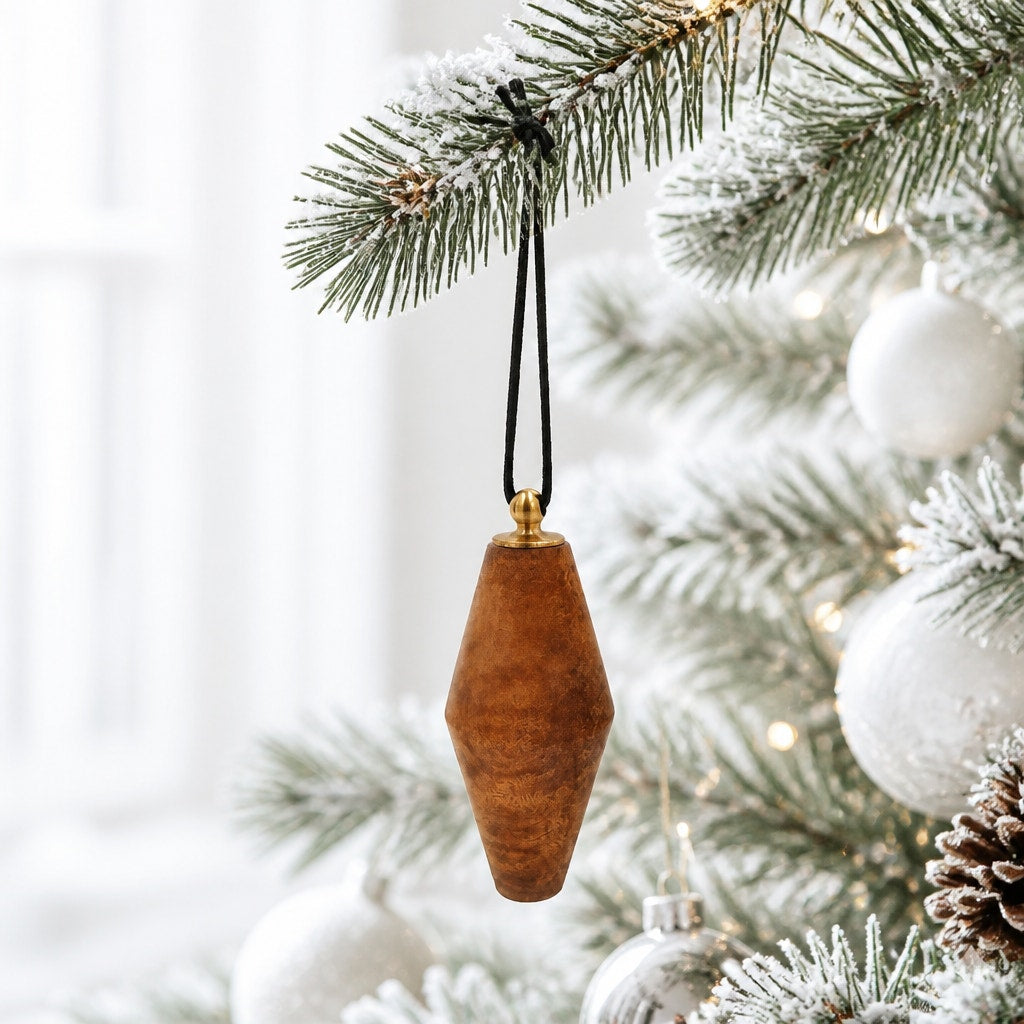Hand Turned Christmas Tree Ornament, Hand Crafted Holiday Decor, SKU 1442 to 1451