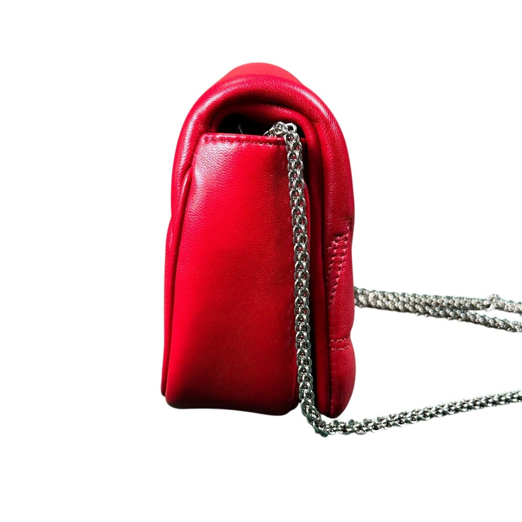 Alexander McQueen Small Seal Bag Blood Red Silver NWT
