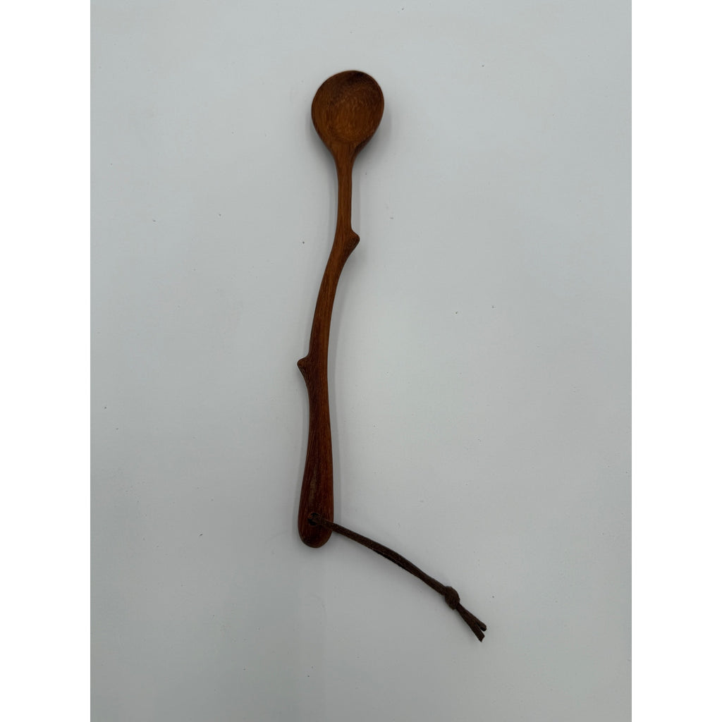 Ash Wooden Spoon with Tree Branch Handle, 9 Inch Long, Food Safe, SKU 1466
