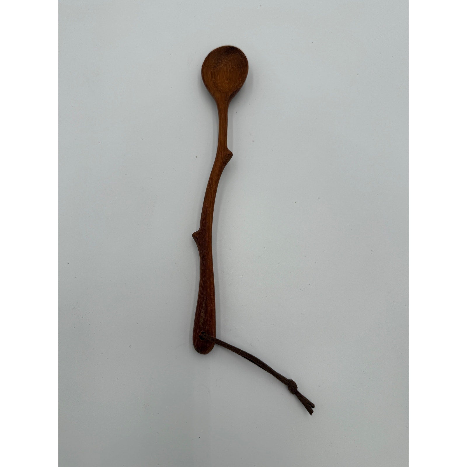Ash Wooden Spoon with Tree Branch Handle, 9 Inch Long, Food Safe, SKU 1466