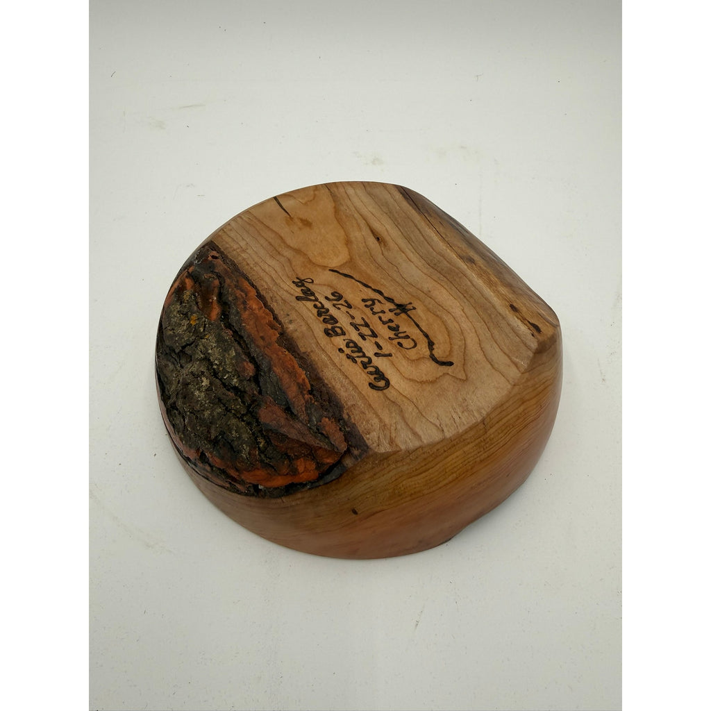 Hand Turned Cherry Wood Bowl, Live Edge, Natural Bark, Unique Handmade Bowl, Rustic Character, Decorative Bo