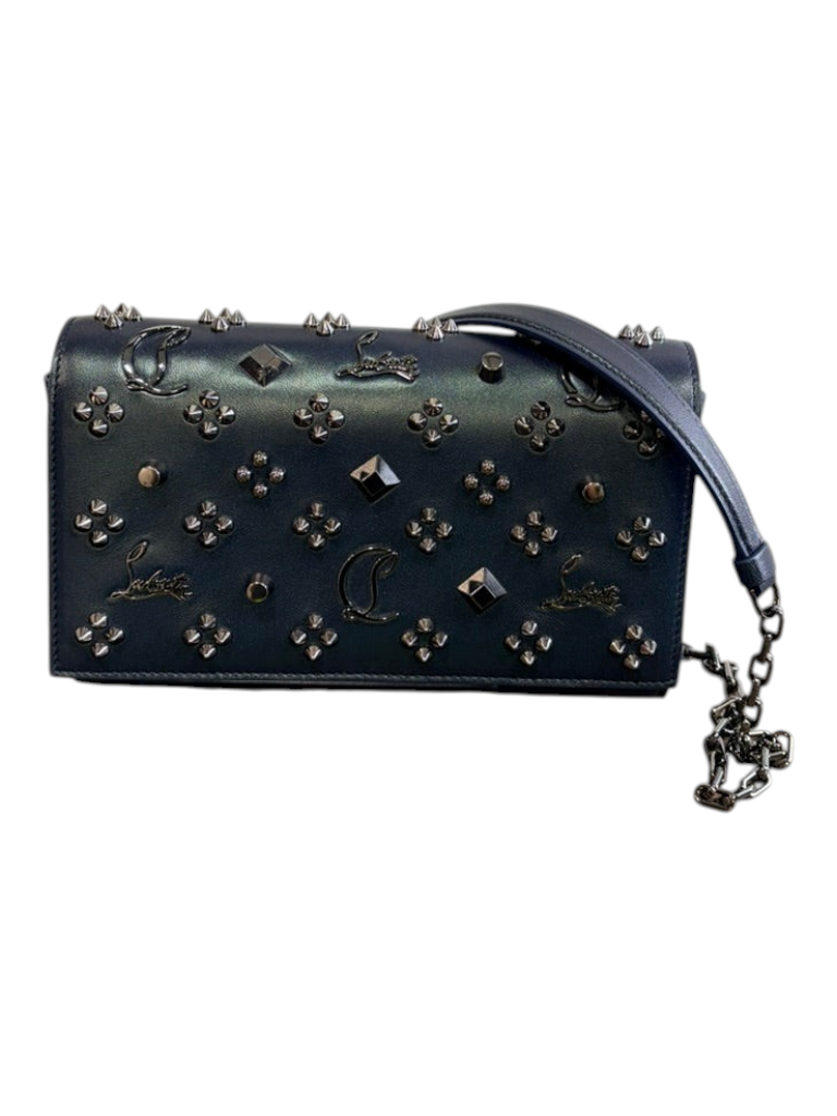 CURATED by Kira Christian Louboutin Paloma black calf leather crossbody clutch with Loubinthesky spike embellishments