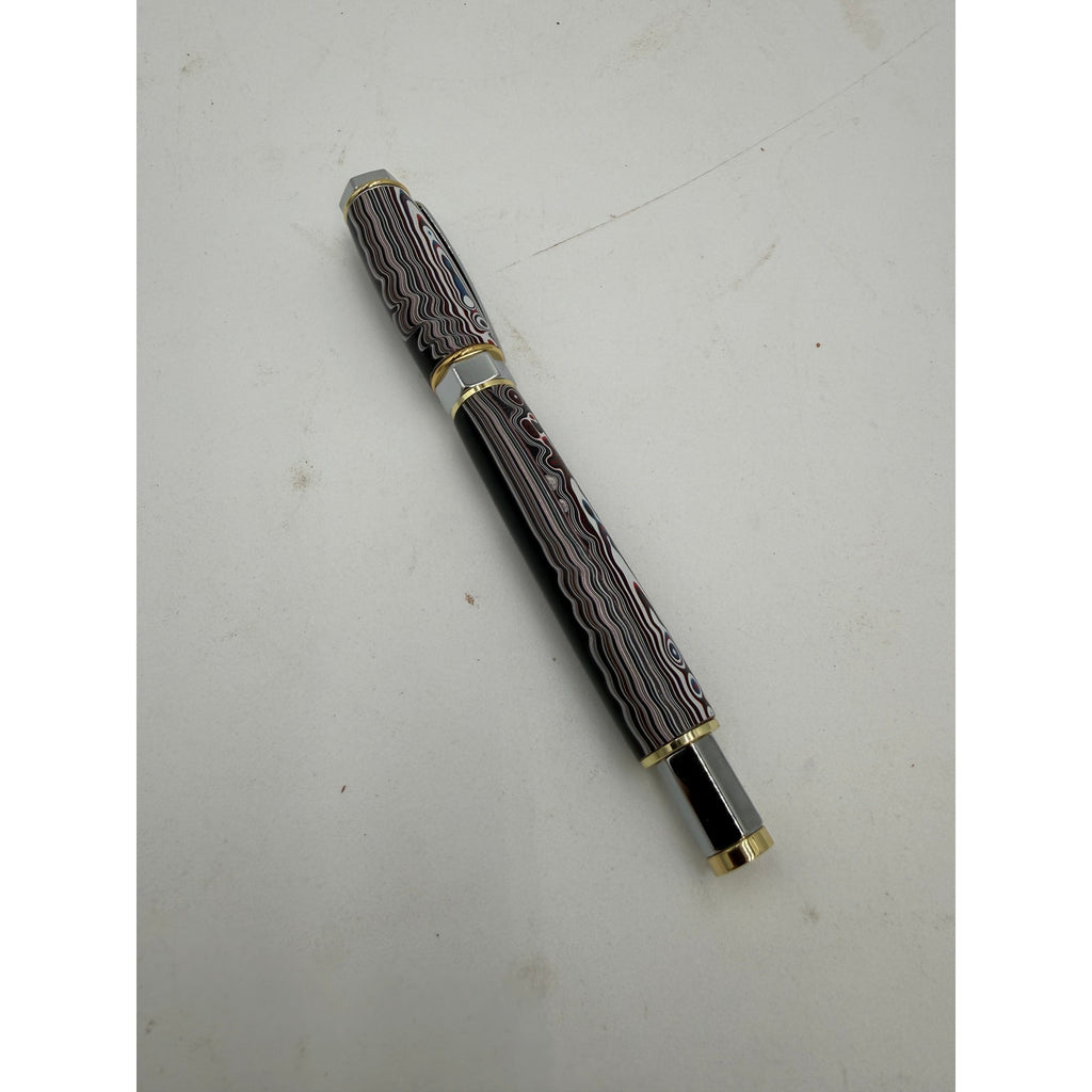Hand Turned Fordite Rollerball Pen Gift Set, executive gift, hand crafted, rare fordite barrel, smooth writing, upgradeable refill