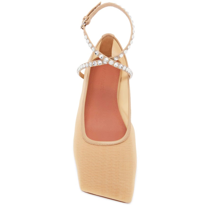 AMINA MUADDI Ane Mesh Crystal Flat in Nude - Size 41 - NIB