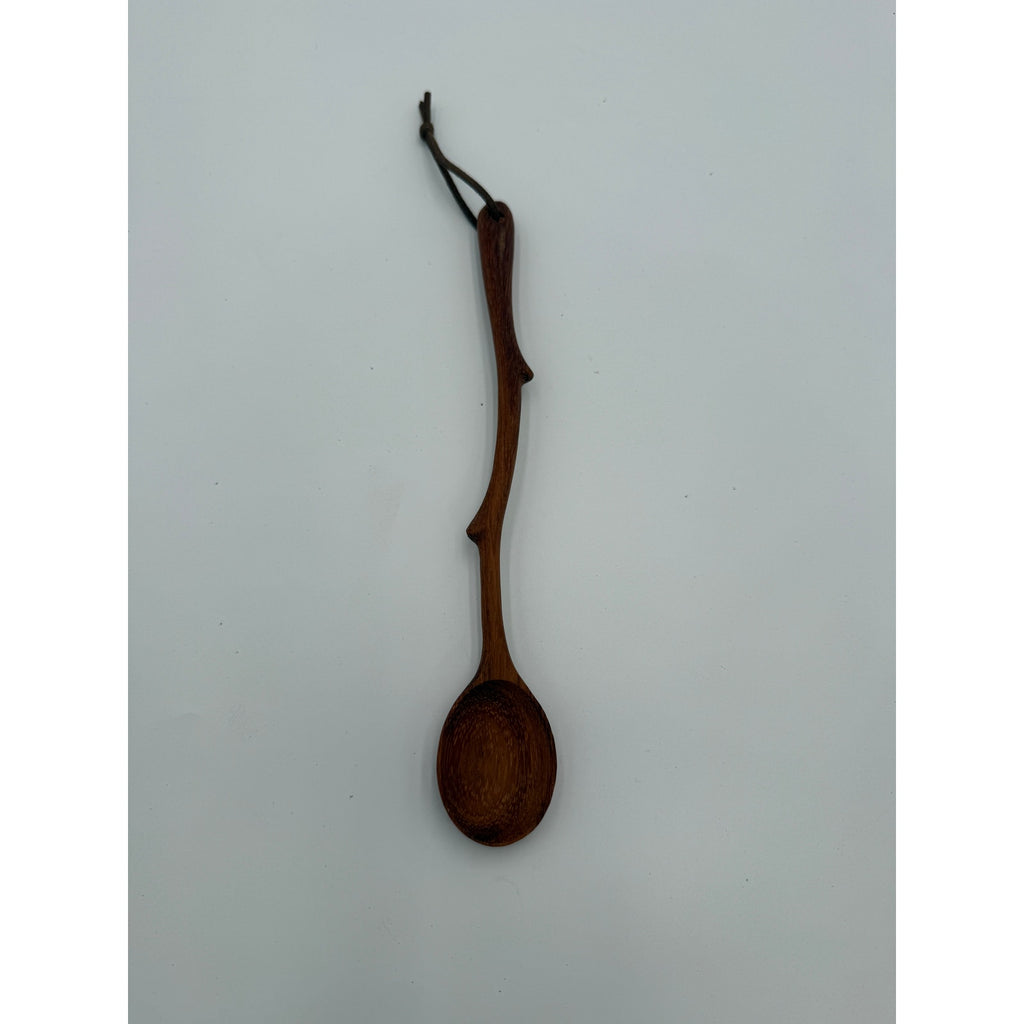 Ash Wooden Spoon with Tree Branch Handle, 9 Inch Long, Food Safe, SKU 1466