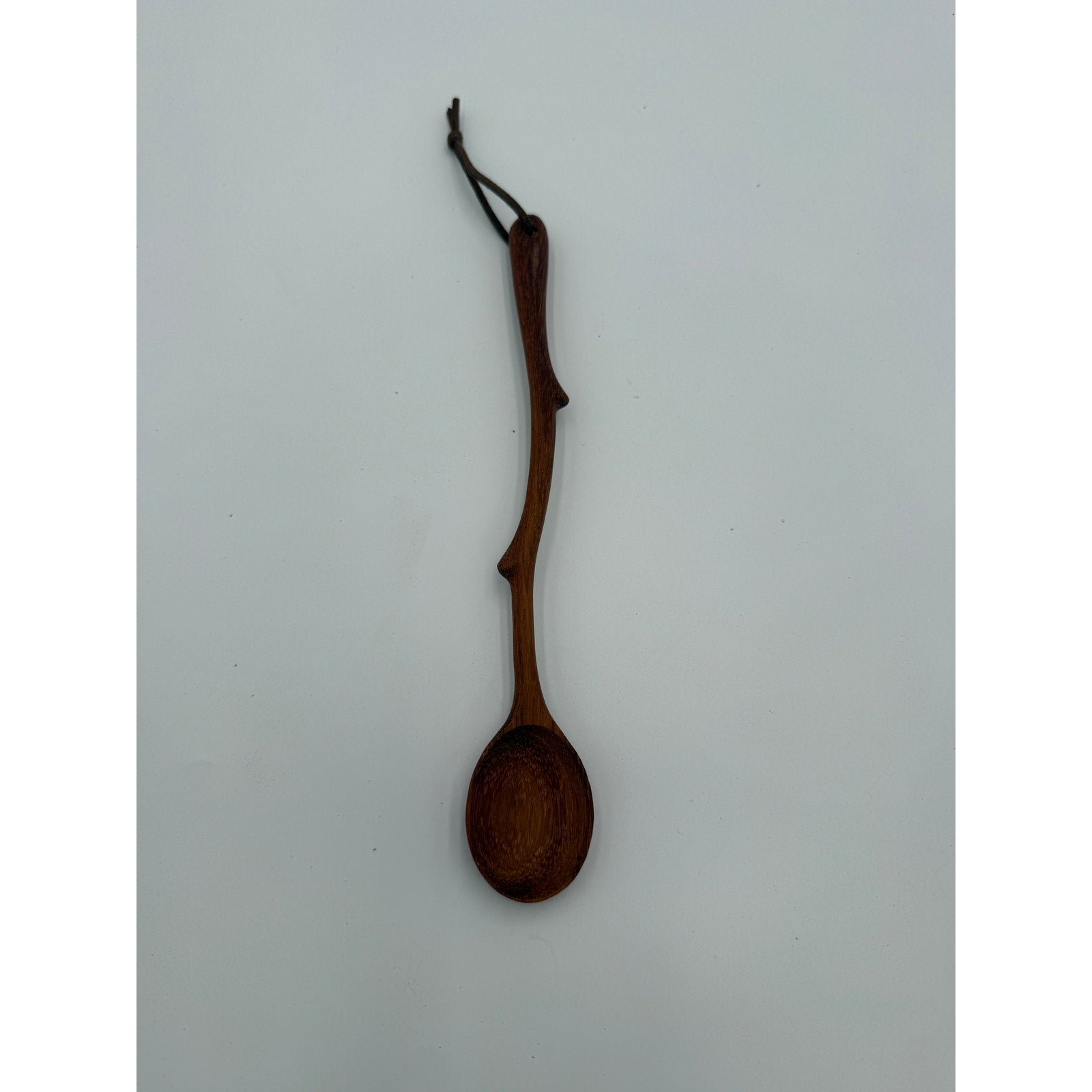 Ash Wooden Spoon with Tree Branch Handle, 9 Inch Long, Food Safe, SKU 1466