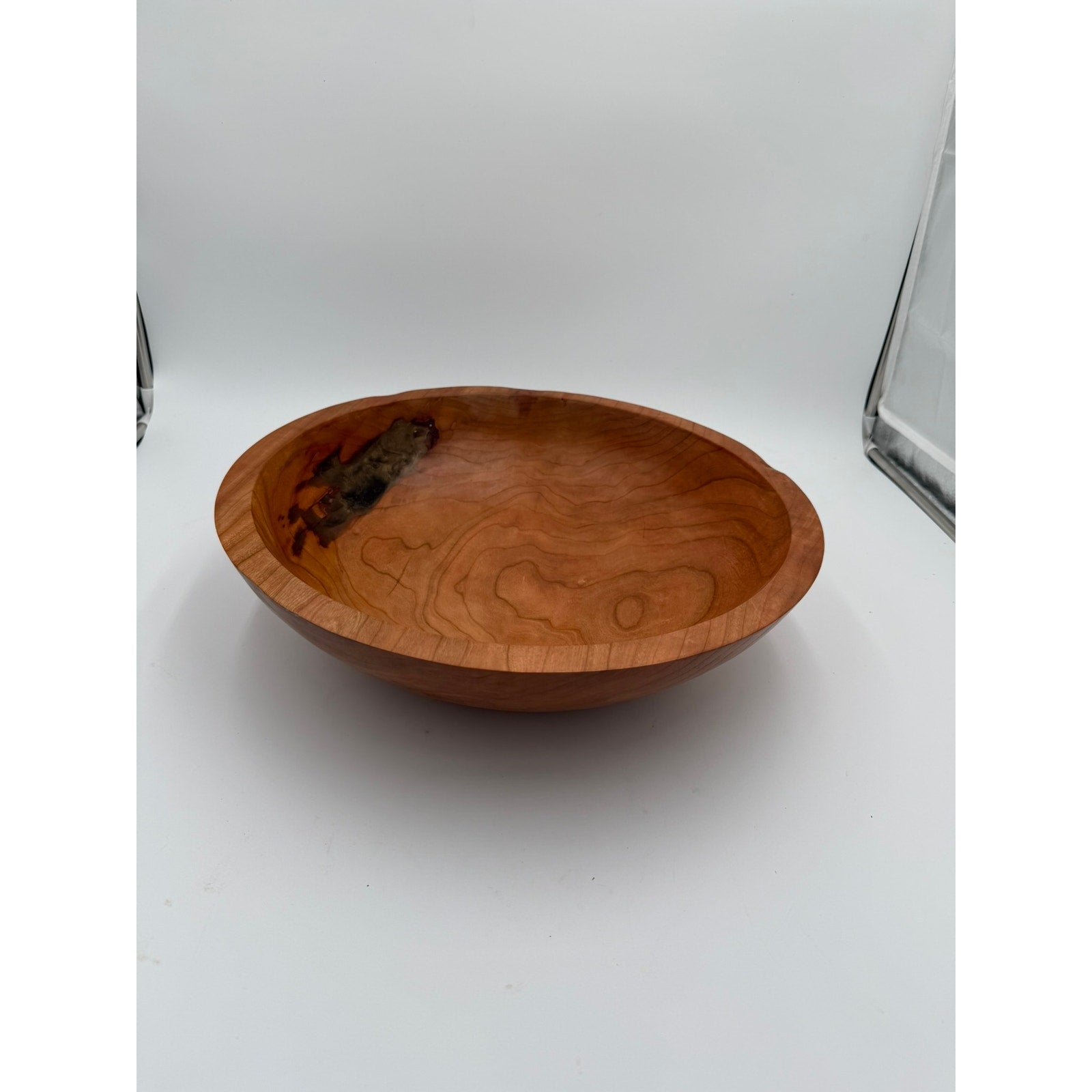 Handturned Wood Bowl, Black Cherry, Unique 16x5, Large Bowl, Rare Decor, Epoxy Embellishment, Handmade Gift