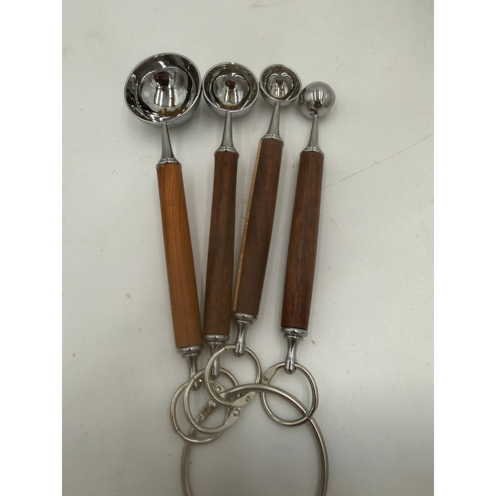 Handcrafted Wooden Measuring Spoons, Set of 4, Lacewood Handles, Tbsp to 1/4 Tsp, SKU 1423