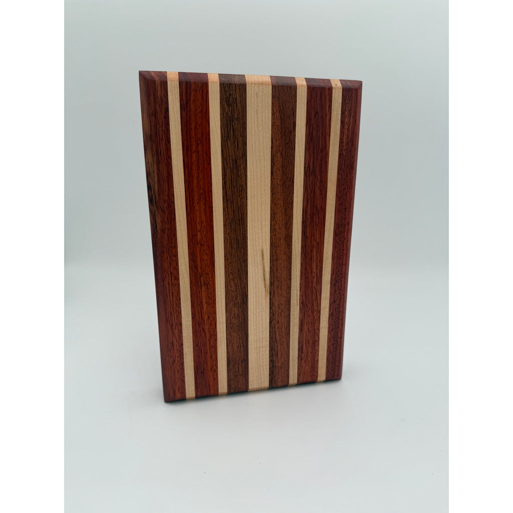 Handcrafted Edge Grain Cutting Board, Padauk Walnut Maple, 11.75 x 7.5 x 1.5 Inches, SKU 1481
