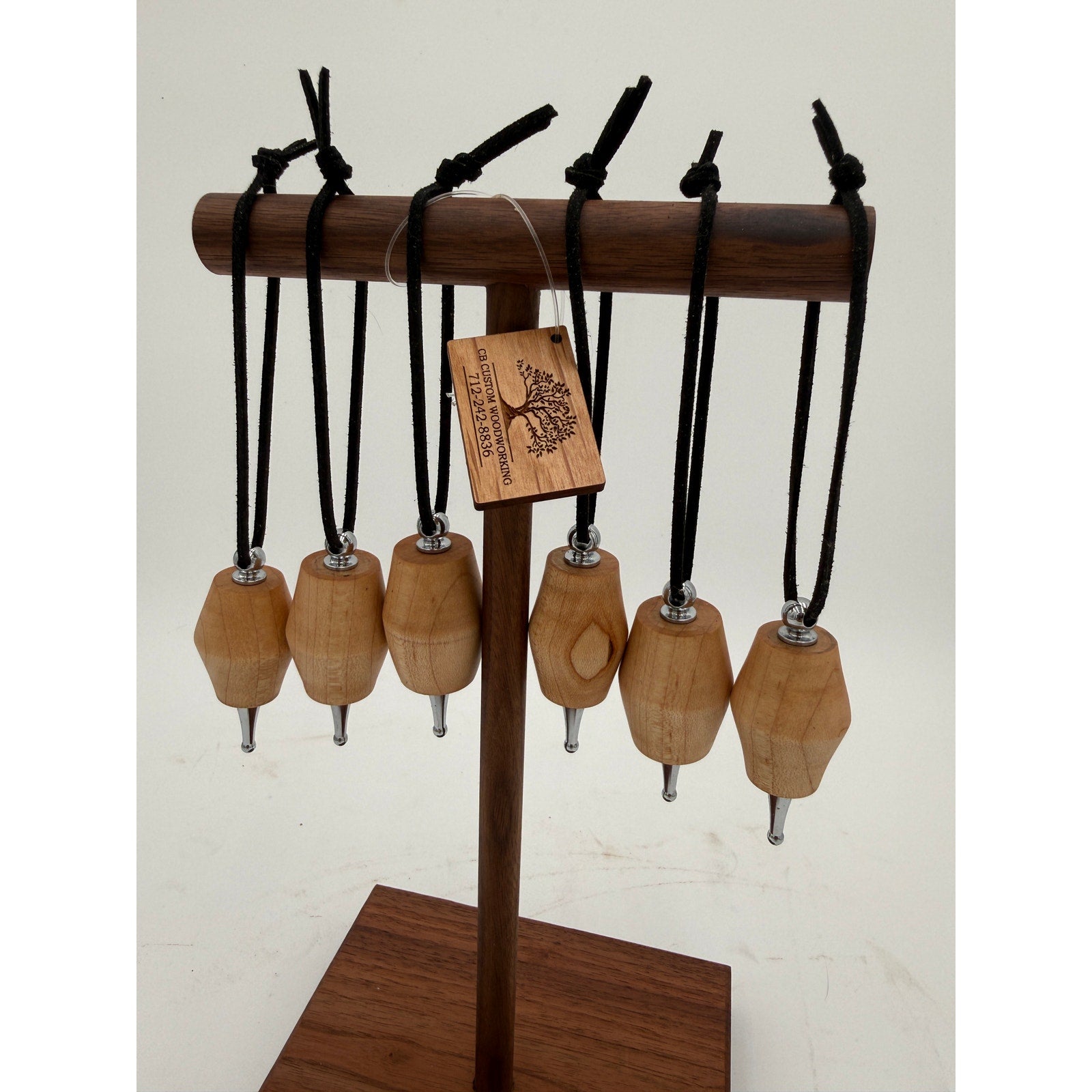 Hand Turned Maple Christmas Ornaments, Set of 6, 2.5 Inch, One of a Kind, SKU 1381