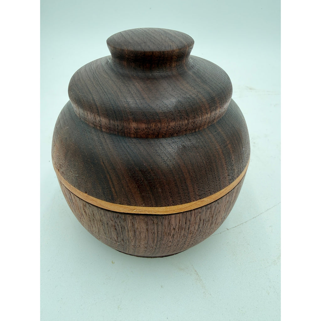 Hand Turned Walnut Lidded Box with Maple Trim, 4.5 x 4.5, catchall storage, jewelry holder, hand crafted gift