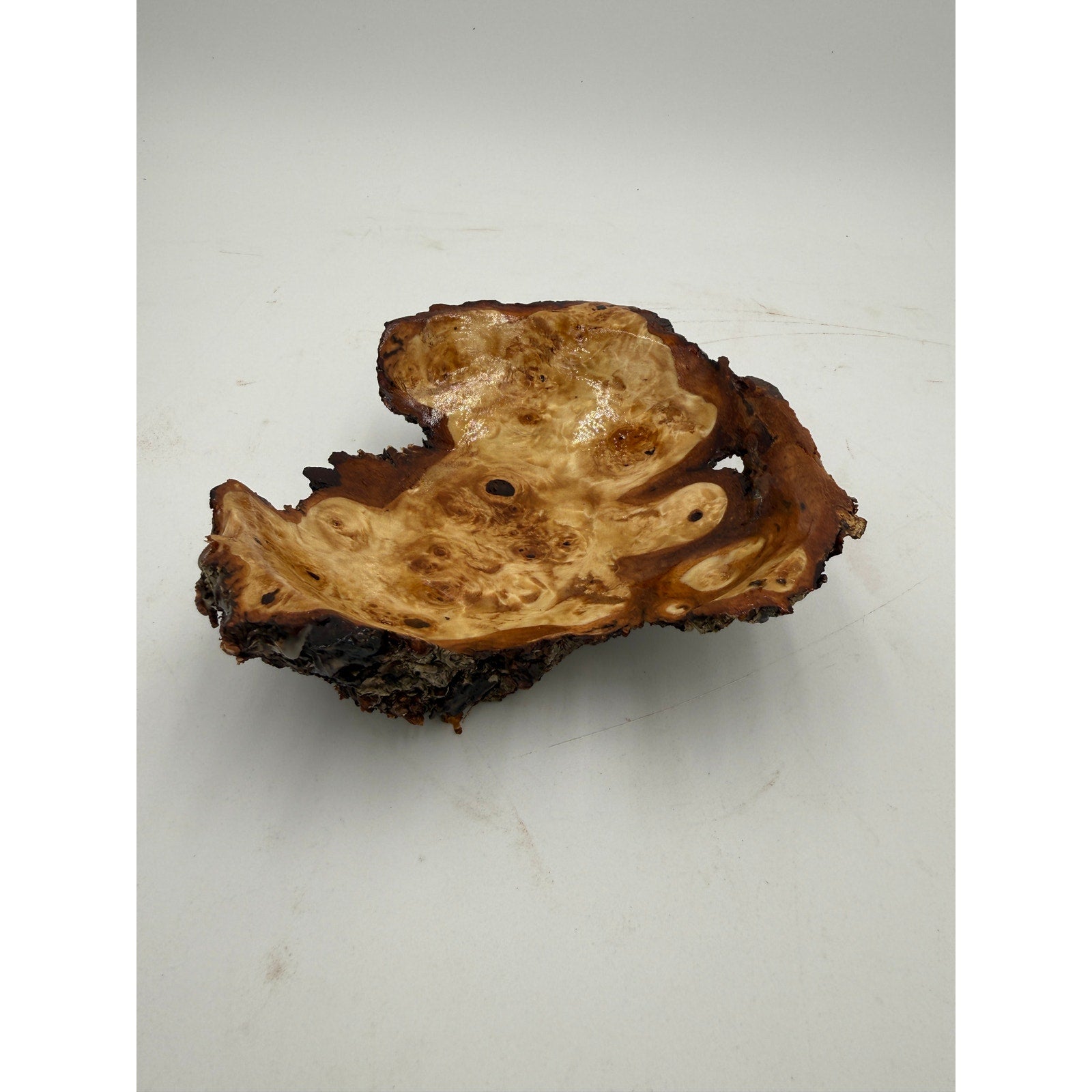 Live Edge Birch Burl Cap Decorative Bowl, 7" x 2", hand turned wood, natural edge centerpiece, handcrafted gift