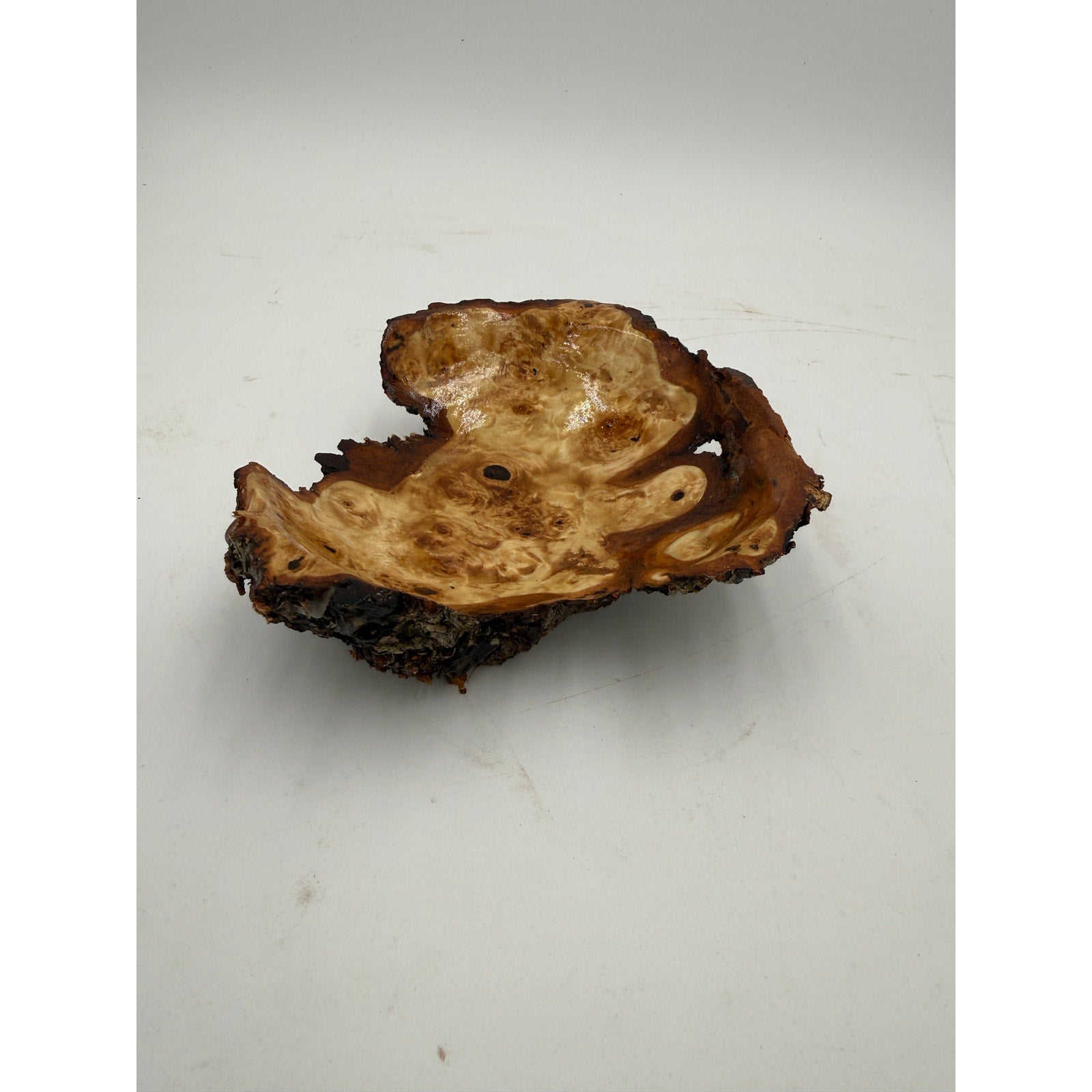 Live Edge Birch Burl Cap Decorative Bowl, 7" x 2", hand turned wood, natural edge centerpiece, handcrafted gift