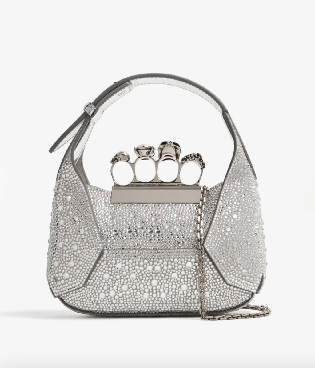 6993 - Alexander McQueen Jewelled Mini Hobo - Silver Crystal - NIB