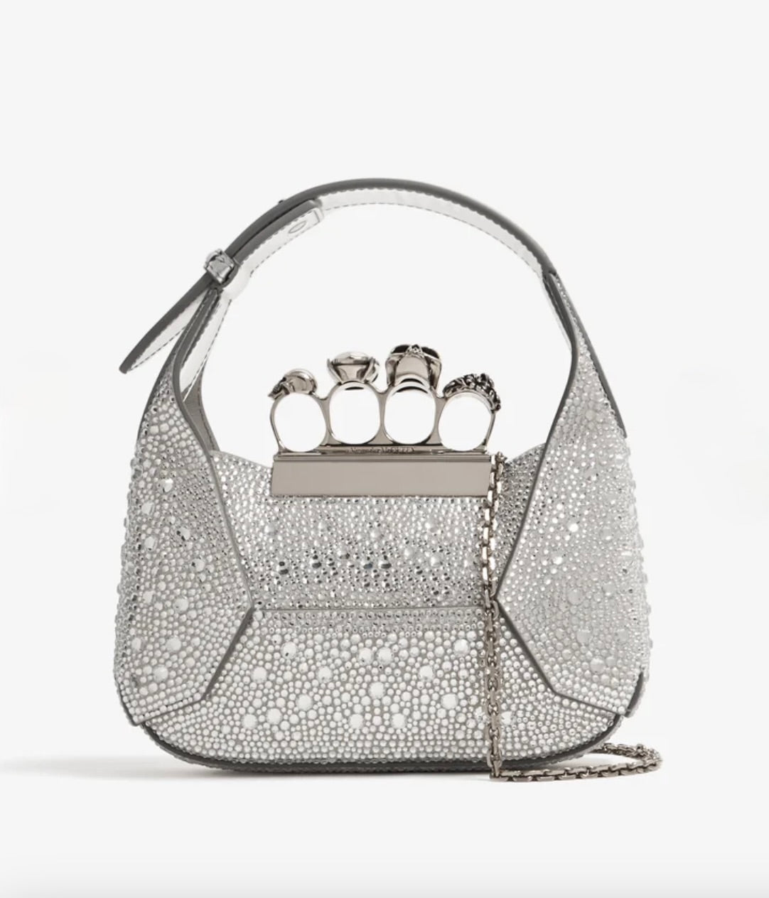 6993 - Alexander McQueen Jewelled Mini Hobo - Silver Crystal - NIB