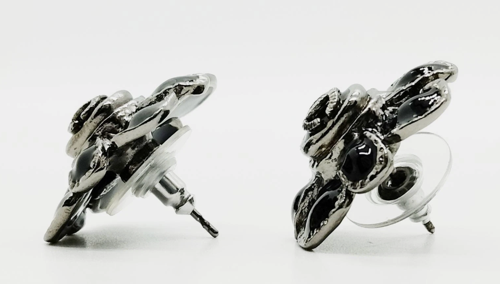 Chanel Earrings Pierced - Black & Silver