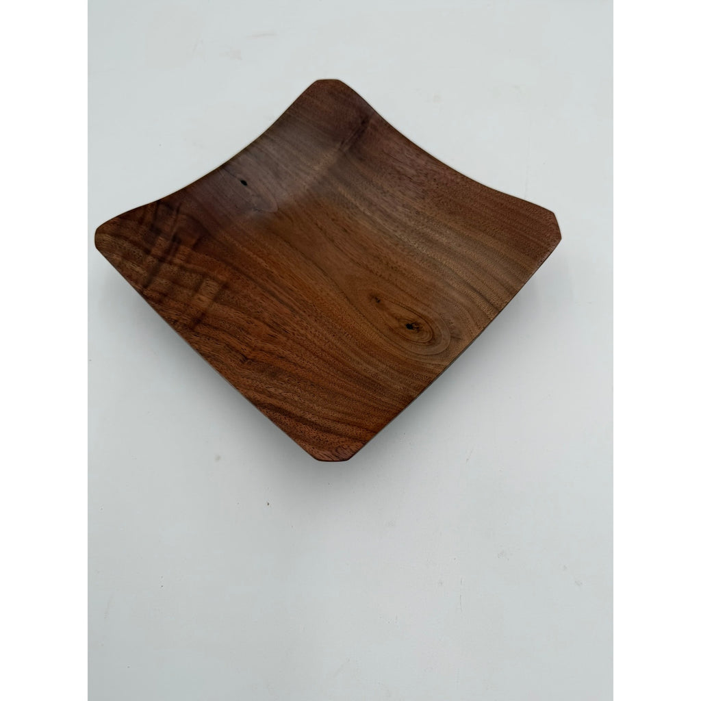 Hand Turned Walnut Square Bowl 8x8x2 for Home Decor, handmade wood bowl, unique centerpiece, functional catchall