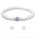 Macys Cultured Freshwater Pearl (7mm) & Crystal Bracelet & Earring Set - New in Box