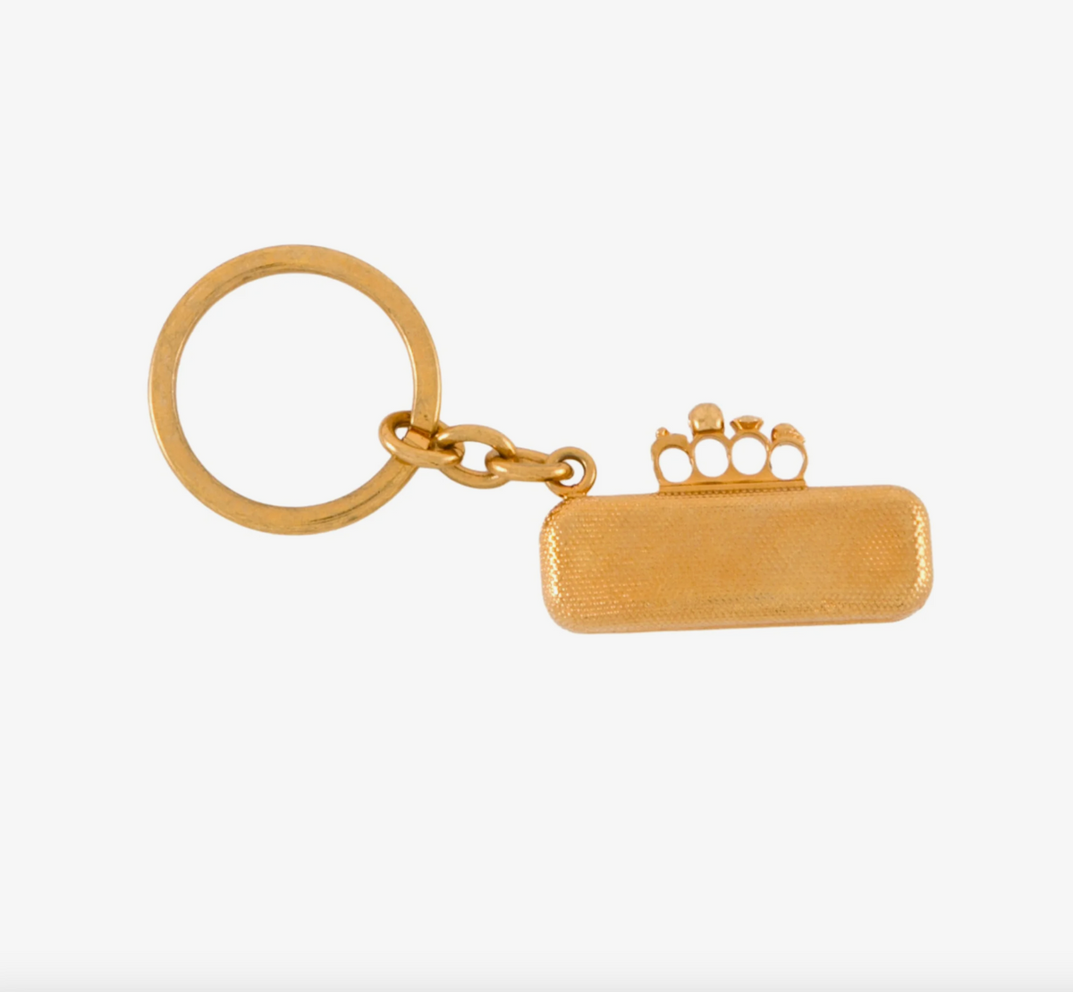 7313 - Alexander McQueen Knuckle Clutch Charm Gold Tone Keychain