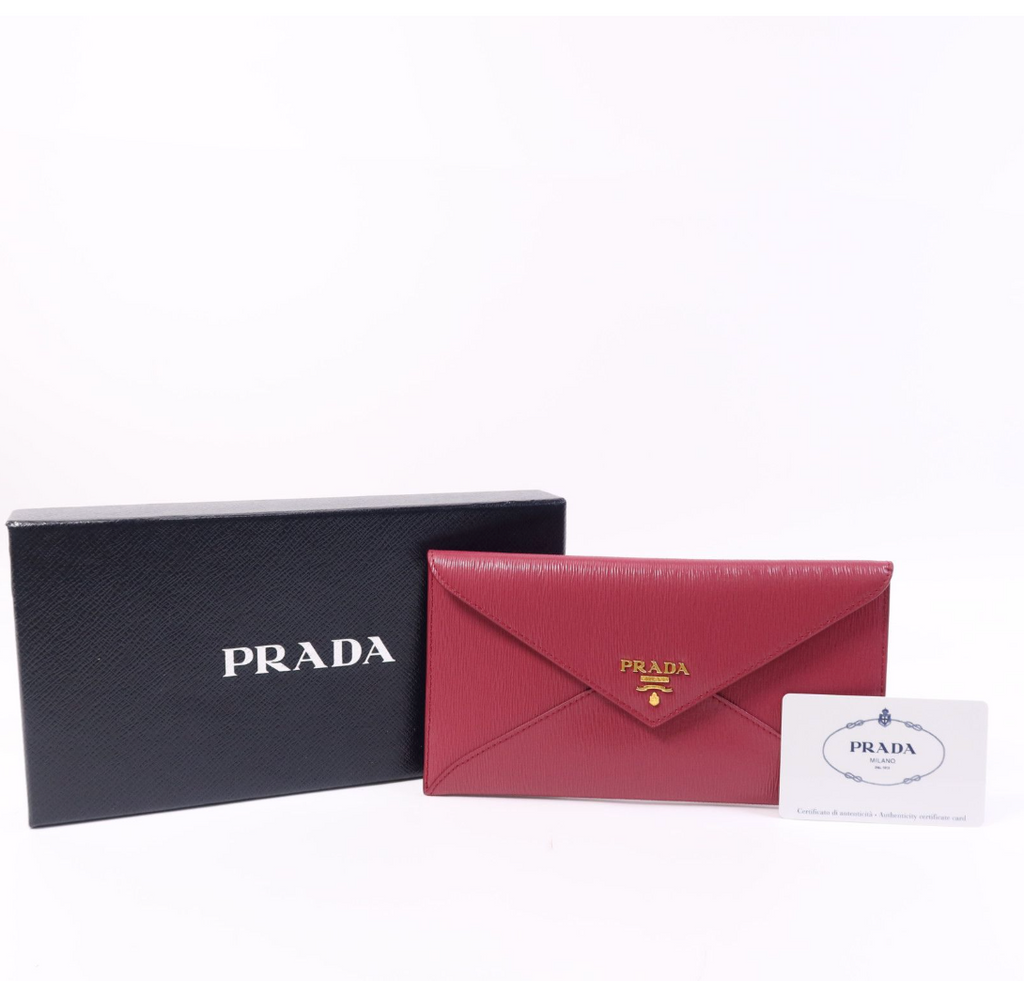 7290 - Prada Saffiano Leather Envelope Wallet Clutch