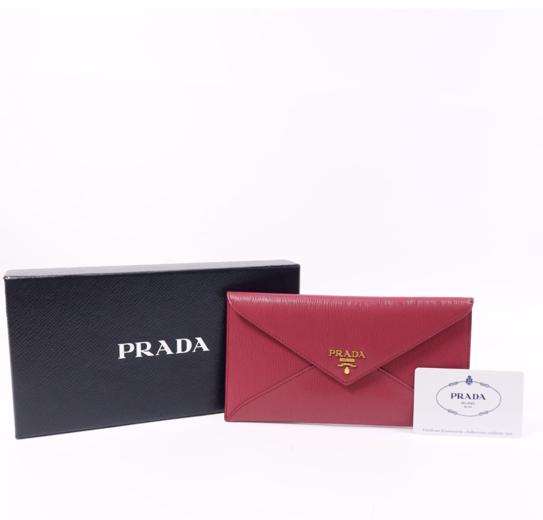 7290 - Prada Saffiano Leather Envelope Wallet Clutch