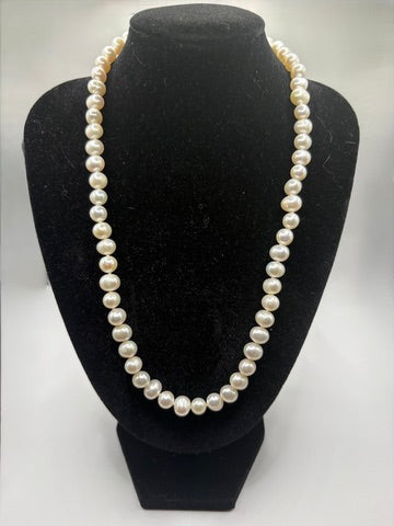 Genuine Cultured Freshwater Pearl Necklace & Earring Sterling Silver Clasp NWT